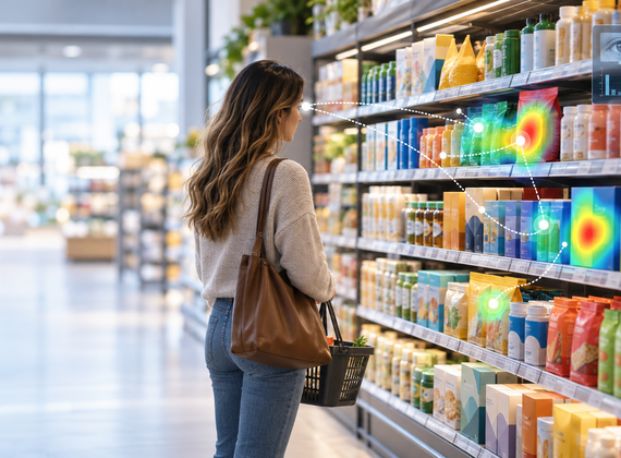 Einkaufsanalyse mit Blickverfolgung im Supermarkt